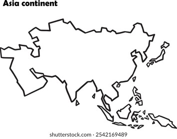 Mapa del continente asiático simple esquema