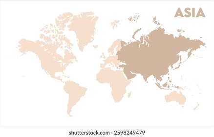 Asia continent map-03, Map of Asia, highlighted on the world map, Asia on the world map, Satellite view, Asia location on the globe.