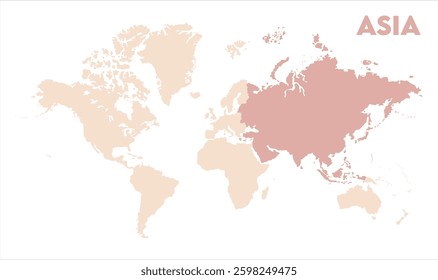 Asia continent map-09, Map of Asia, highlighted on the world map, Asia on the world map, Satellite view, Asia location on the globe.