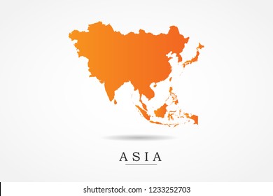 Asia Continental Map- World Map International vector template with Orange gradient color isolated on white background - Vector illustration eps 10