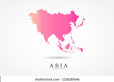 Asia Continental Map- World Map International vector template with Pink gradient color isolated on white background - Vector illustration eps 10 - Shutterstock ID 1236285646