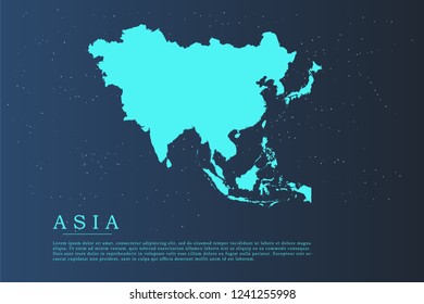 Asia Continental Map- World Map International vector template with blue color and stars isolated on galaxy background - Vector illustration eps 10
