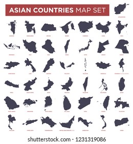 Asia Countries Map Set Vector Template Illustration Design. Vector EPS 10.