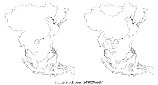 Asia country Map. Map of Asia in multicolor. 
