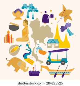 Asia Culture - Bangkok Thailand : Vector Illustration  