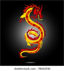 asia dragon sign red color isolated