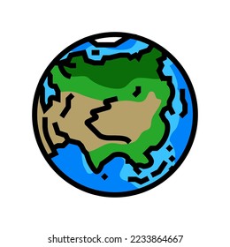 asia earth planet map color icon vector. asia earth planet map sign. isolated symbol illustration