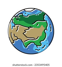 asia earth planet map color icon vector. asia earth planet map sign. isolated symbol illustration