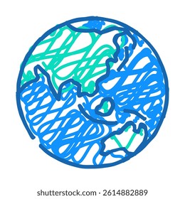 asia earth planet map doodle icon sketch vector. asia earth planet map sign. isolated symbol illustration