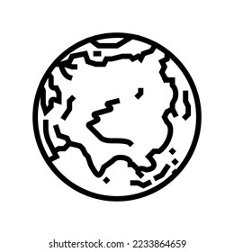 vector de icono de la línea de mapa del planeta tierra de asia. señal del mapa de asia earth planet. símbolo de contorno aislado ilustración negra