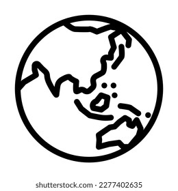 asia earth planet map line icon vector. asia earth planet map sign. isolated contour symbol black illustration
