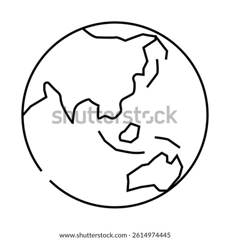 asia earth planet map line icon vector. asia earth planet map sign. isolated contour symbol black illustration