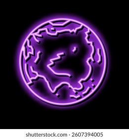 asia earth planet map neon light sign vector. asia earth planet map sign. isolated symbol illustration