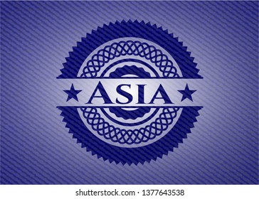 Asia emblem with denim texture