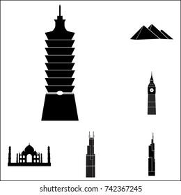 Asia famous building icon. Set of famous building of the world icons on white background