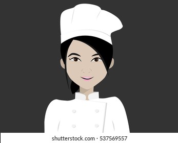 asia female chef.vector illustrator