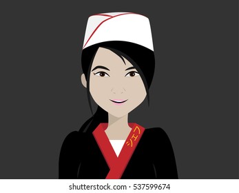 asia female chef.vector illustrator