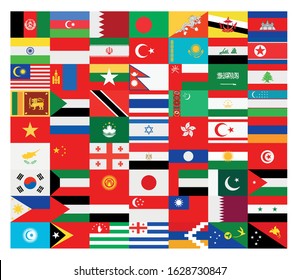 Asia flags background - All flags are organized by layers with each flag on a single layer properly named.