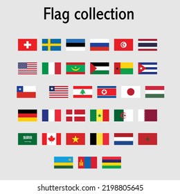 Asia flags collections. Editable icons. Eps 10. 