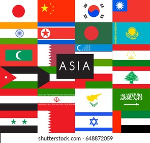 Asia : Flags of the world : Vector Illustration
