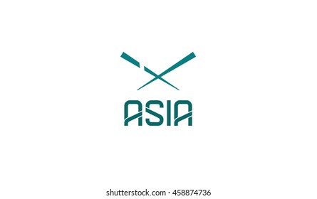 Asia Food Graphics And Chinese Sticks Logo Symbol