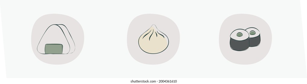 Asia Food Icon Set Vektor