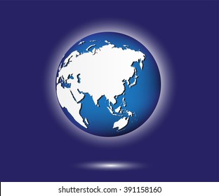 Asia globe. Earth globe vector illustration.