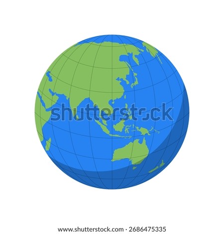 Asia Globe map flat icon. Asia globe icon isolated on white background. Vector illustration