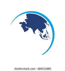 asia globe map. world map logo vector.