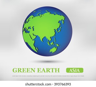Asia globe.Green Earth.Earth globe vector design.