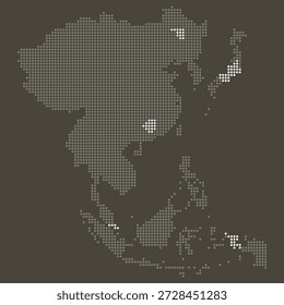 Ásia Mapa Pontilhado Cinza e Branco em Marrom para Fabricação e Comércio Globais