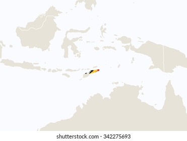 Asia with highlighted East Timor map. Vector Illustration.
