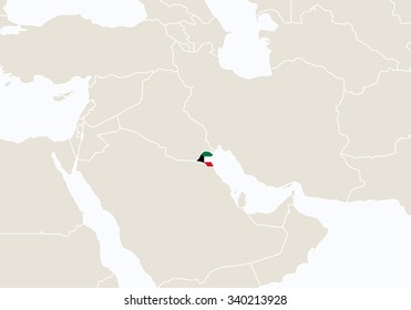 Asia with highlighted Kuwait map. Vector Illustration.
