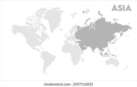 Asia highlighted on world map-03, Map of Asia, highlighted on the world map, Asia on the world map, Satellite view, Asia location on the globe.