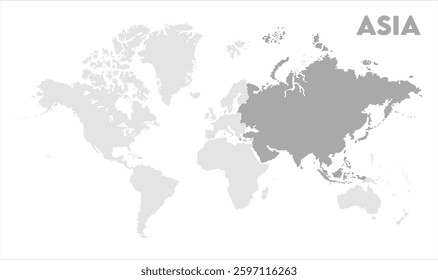 Asia highlighted on world map-05, Map of Asia, highlighted on the world map, Asia on the world map, Satellite view, Asia location on the globe.
