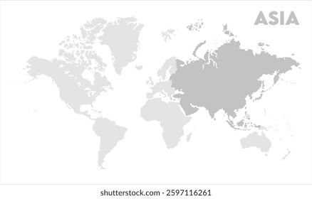 Asia highlighted on world map-09, Map of Asia, highlighted on the world map, Asia on the world map, Satellite view, Asia location on the globe.