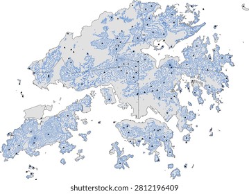 Asia Hong Kong Vector map with Elevation Lines and Symbols