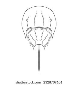 Asia Horseshoe Crab (Tachypleus tridentatus) isolated on white background. Vector illustration EPS 10. editable stroke.