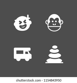 asia icon. 4 asia set with monkey, japan, tourism and cultures vector icons for web and mobile app