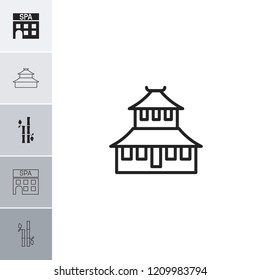 Asia icon. collection of 6 asia filled and outline icons such as temple, spa building. editable asia icons for web and mobile.