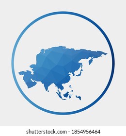 Asia icon. Polygonal map of the continent in gradient ring. Round low poly Asia sign. Vector illustration.