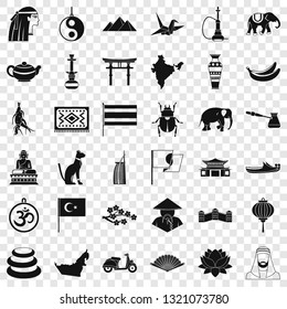 Asia icons set. Simple style of 36 asia vector icons for web for any design