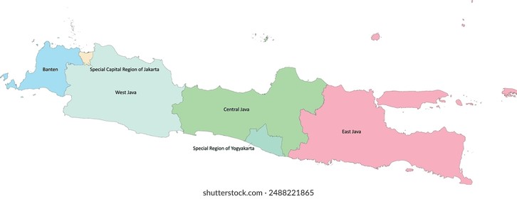 Asia Indonesia Java Map with provinces