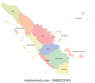 Asia Indonesia Sumatra Map with provinces