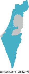 Mapa Vetor Ásia Israel com 6 Distritos