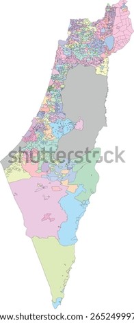 Asia Israel Vector Map with Local councils