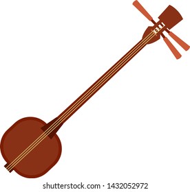 Asia Korean guitar icon stringed musical instrument classical orchestra art sound tool and acoustic symphony stringed fiddle wooden vector illustration.