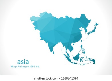 asia Map Abstract geometric rumpled triangular low poly style gradient graphic on white background