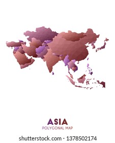 Asia Map. actual low poly style continent map. Dramatic vector illustration.