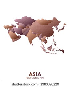 Asia Map. actual low poly style continent map. Exquisite vector illustration.